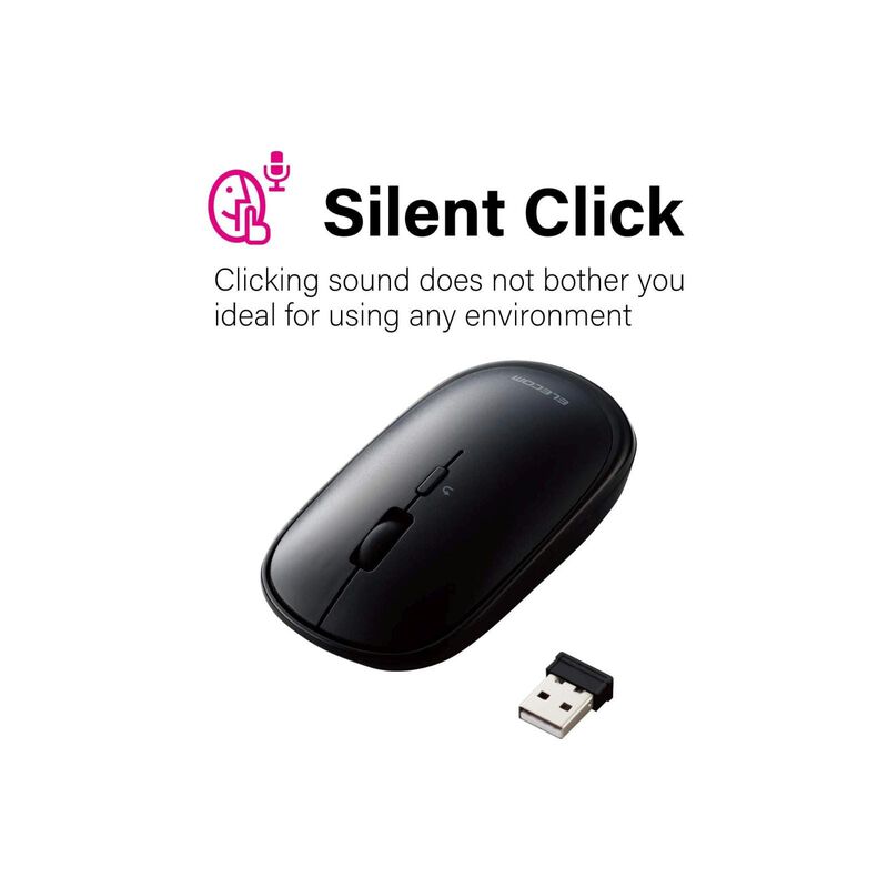 ELECOM Wireless Flat Shape 4 Button Blue Led Bk M-TM10DBBK-image 3