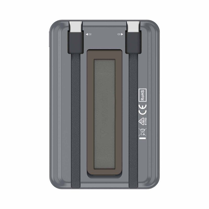 VERBATIM Powerbank Magnetic Wireless Charge 10000mah 2 X C Stand Grey VM32254-image 2