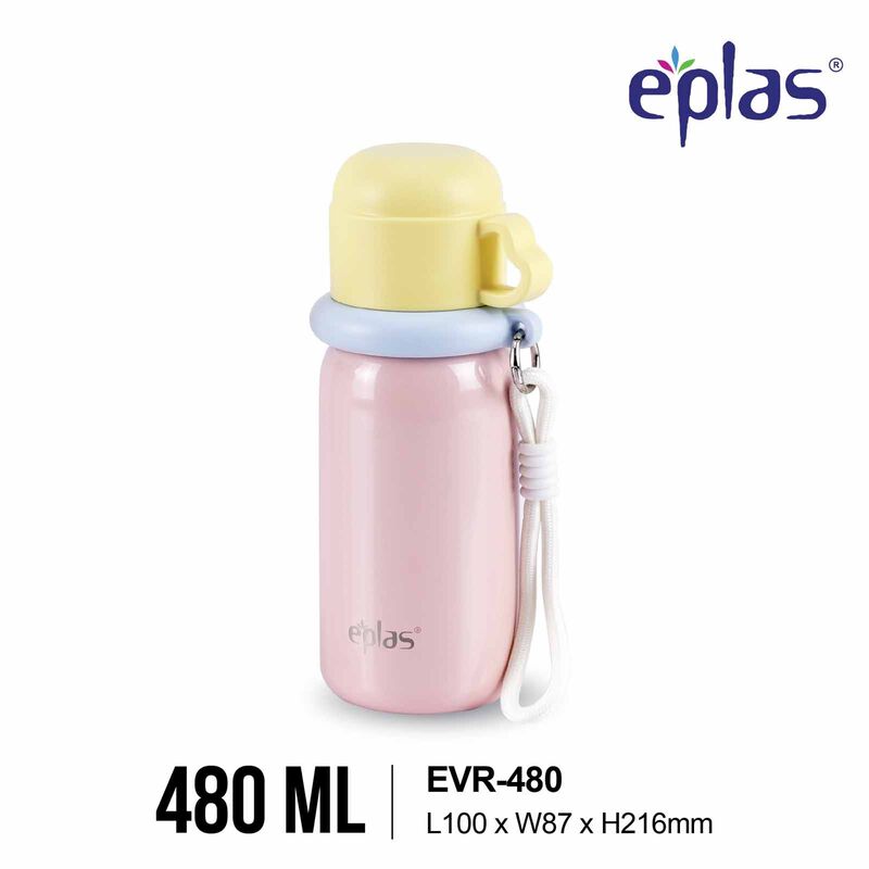 EPLAS Eplas Evr-480 (480ml) Marcaron Handy Thermal Bottle W Straw & Cup - Pink EVR-480-image 1