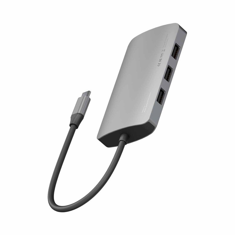 ENERGEA Aluhub Hd Pro 2 , 8 In 1 Aluminium Alloy Charging Hub - Gunmetal HUB-HDPRO2-GUN-image 3