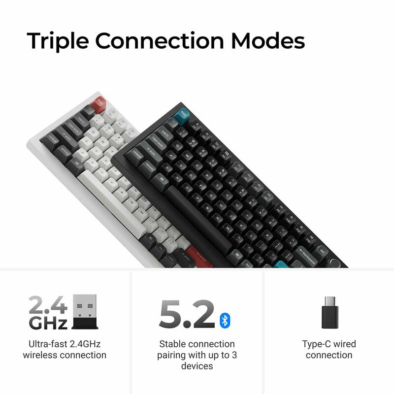 KEYCHRON Q1 Ultra 8k 75% 82 Key Black Knob Rgb Hot-swap Silk Pom Banana Switch KYCN-Q1U-M4-image 3