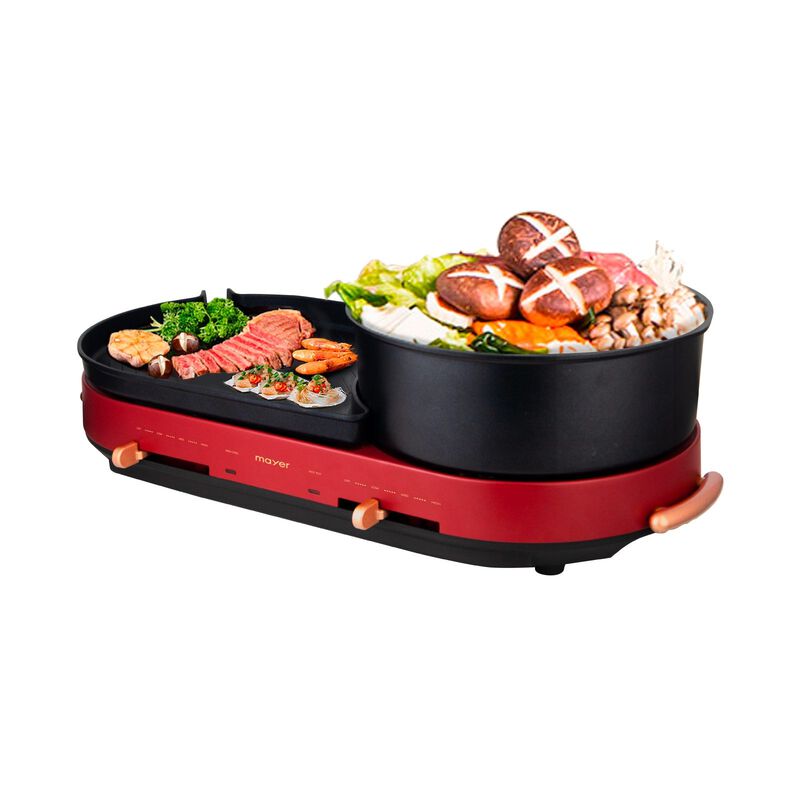 MAYER Multi-functional Hot Pot With Grill - Red MMHPG5RD-image 2