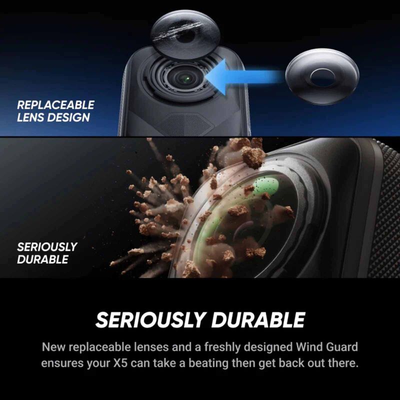 INSTA360 X5 Essential Bundle (x5 Standard Bundle, Battery, Carry Case, 114cm Selfie Stick, Standard Lens Guar X504-image 6