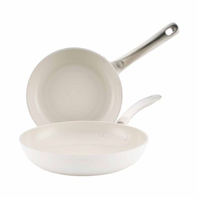 CIRCULON Halo With Laserdefense Ceramic Nonstick Frypan Twin Pack Set (20.3/25cm) - Pearl White 16152