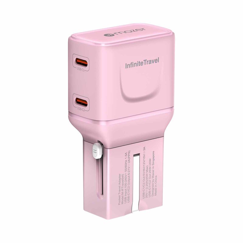MAZER Infinitetravel Pocket Gan Pd45w 2c Travel Charger-pink M-IFTRAVEL545-PK-image 1