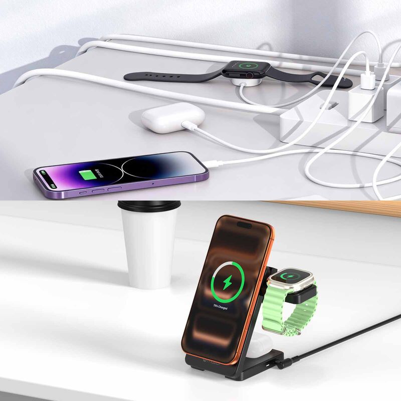 MAZER Qi2.2 25w Foldable 3in1 Total 35w Wireless Charging Stand-black M-MAGFOLD07-BK-image 9