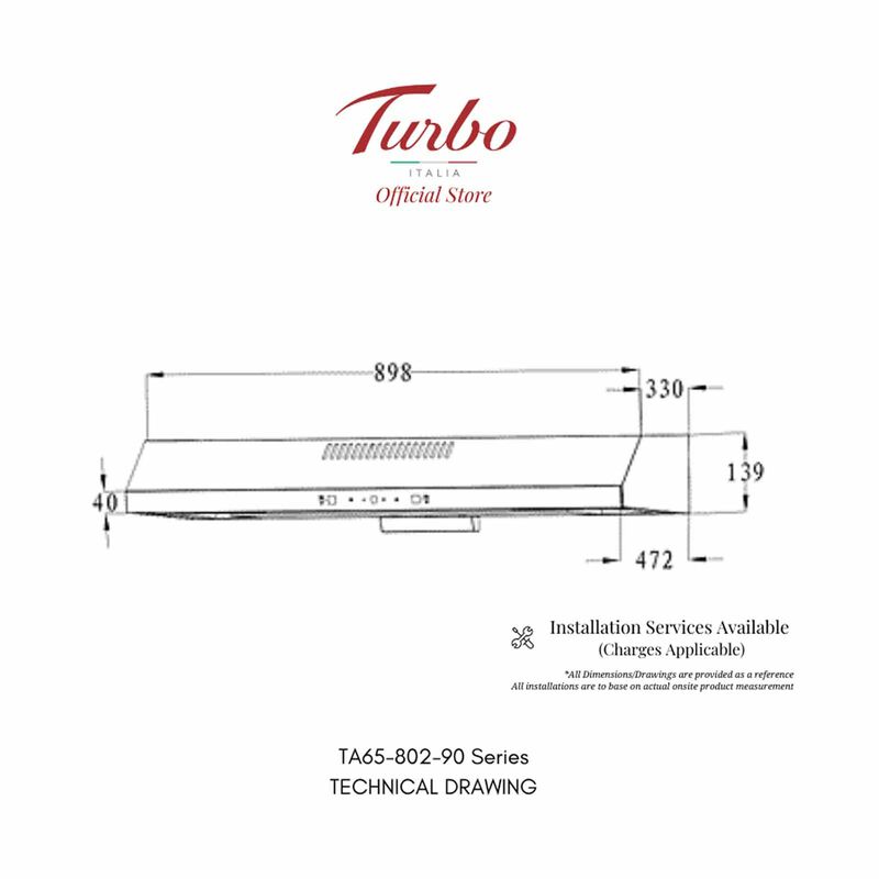 TURBO 90cm Range Hood - Matt Black (exclude Installation) TA65-802-90BK-image 2