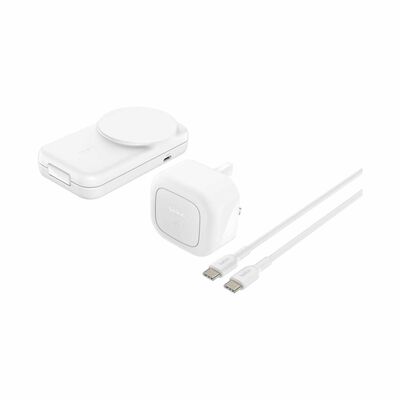 BELKIN Qi2.2 25watt 2-in-1 Wireless-charger Sq - White WIZ038MYWH