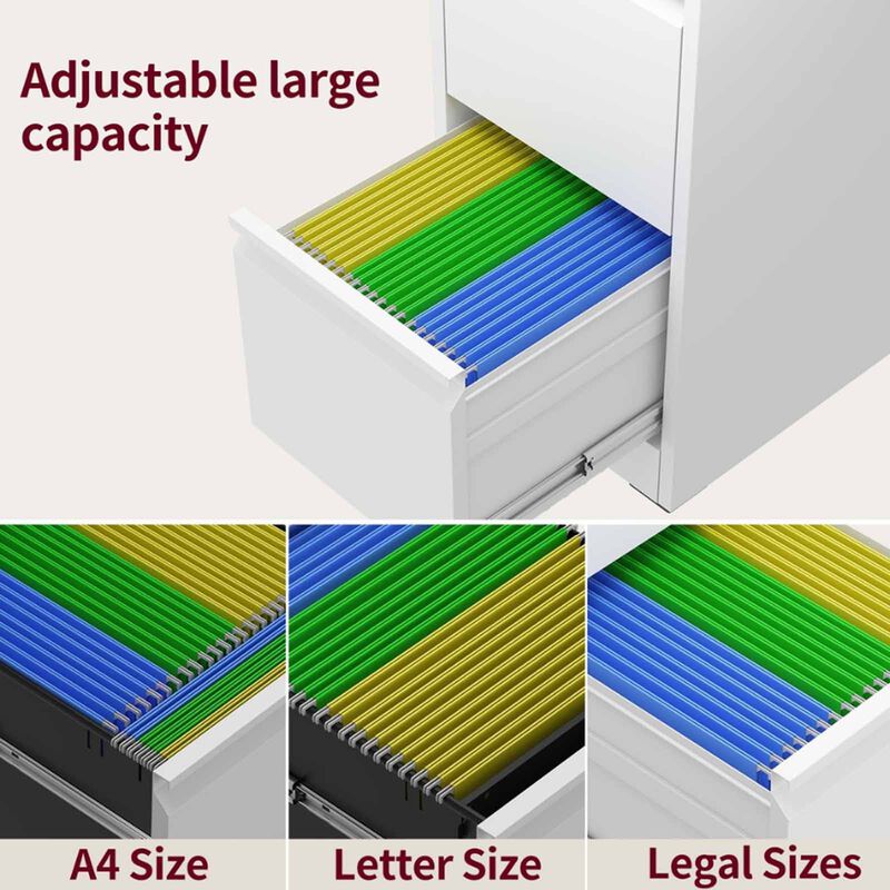 STEELCRAFT Filex 3 Drawer Vertical Filing Cabinet White38 X50 X 103 H FILEX-image 6