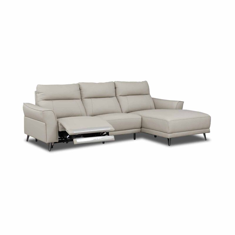 GERBRSI L Shaped Recliner (hl) Right Cat A Grey Half Leather Sofa FAYE-image 4