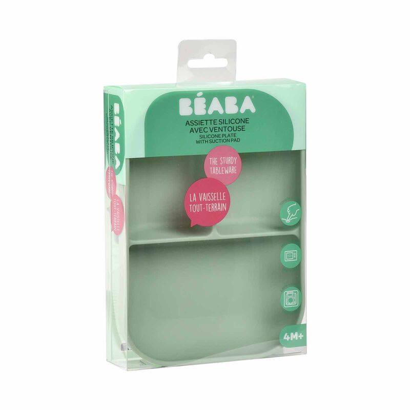 BEABA Suction Divided Plate - Sage Green (online) SILICONE-image 2