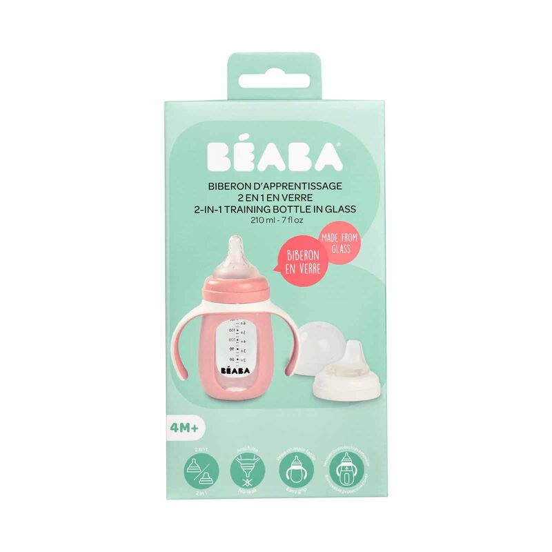 BEABA With Silicone Protective Sleeve 210ml - Pink (online) GLASS BOTTLE-image 3