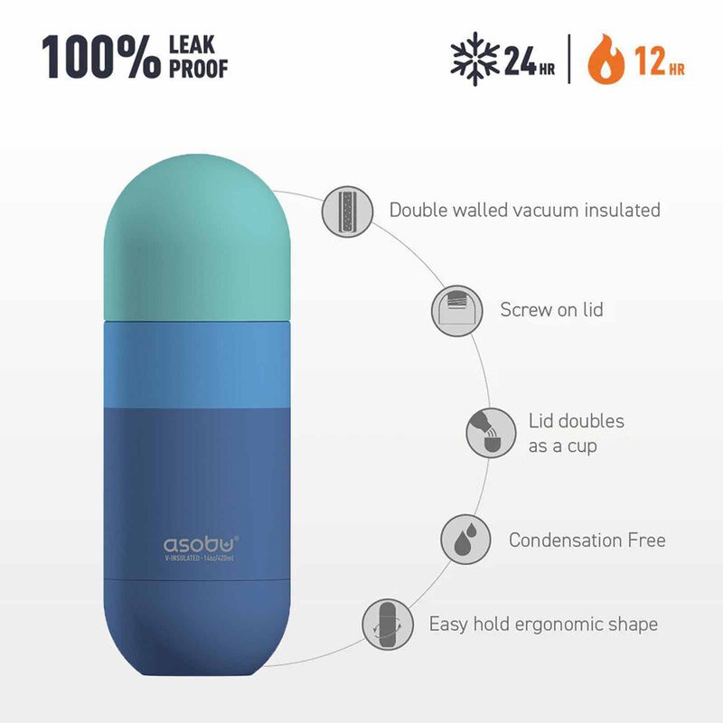 ASOBU Orb Water Bottle Pastel Blue 420ml ASBV30PBL-image 4