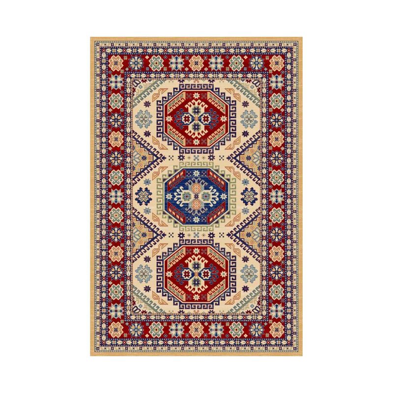 HERITAGE 100% Polyester Silky Look, 160x240cm KAZAKH (DBEIGE CRED)-image 1