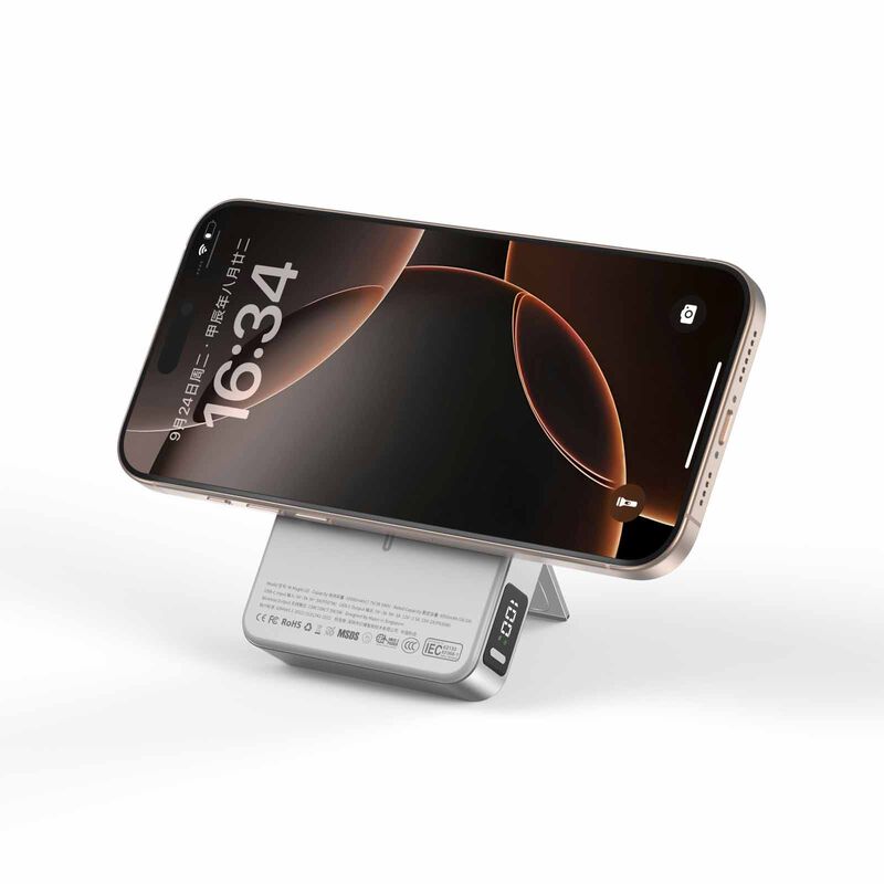 MAZER Ccc Certified Magnetic 15w 10000mah/pd30w With Istand Power Bank-silver M-MAGAIR20-SV-image 5