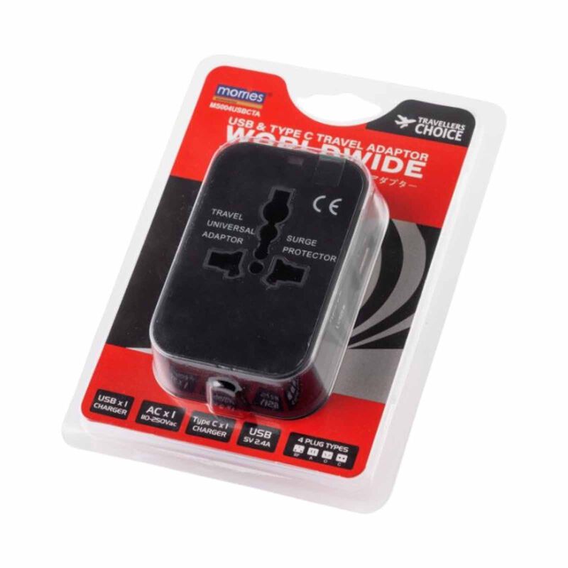 MORRIES Travel Adaptor With 1 Type C And 1 Usb (2.4a) 5v 12w MS-004USBCTA-image 3