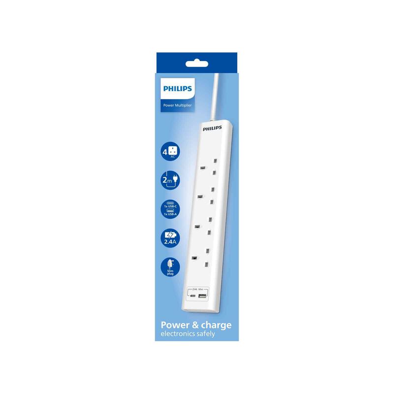 PHILIPS 4 Gang 13a Unswitched Portable Socket Outlet One Type A / C CHP4141WA/69-image 4