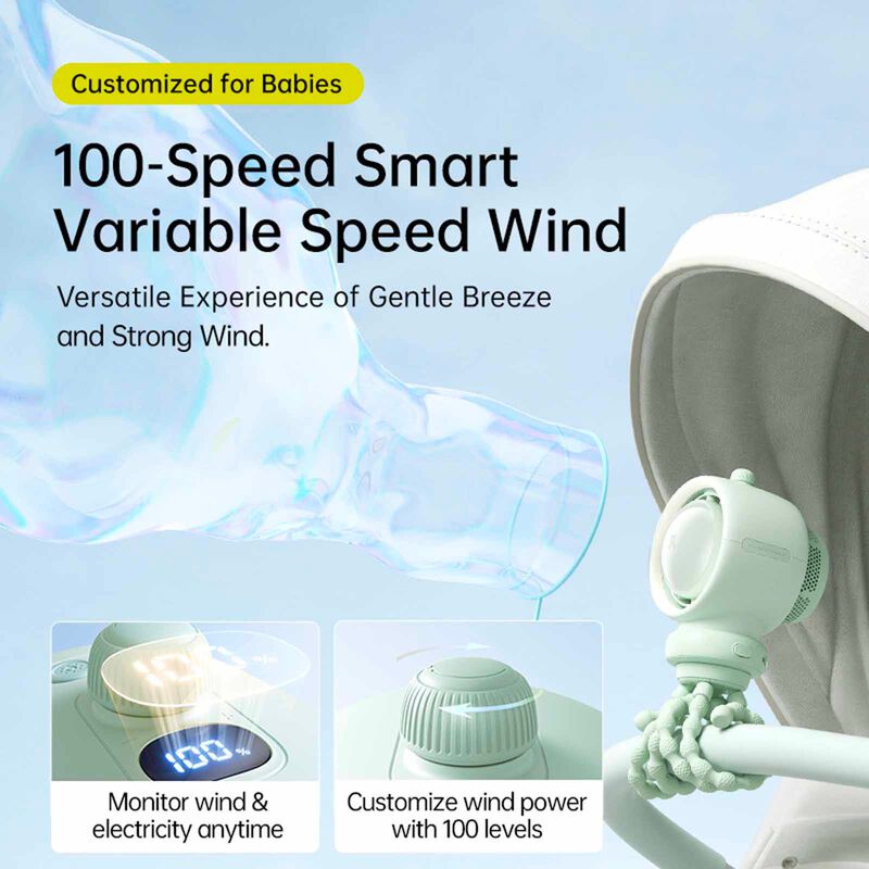JISULIFE Stroller Fan Green Life2s (5000mah) LIFE2S-5000-GREEN-image 4