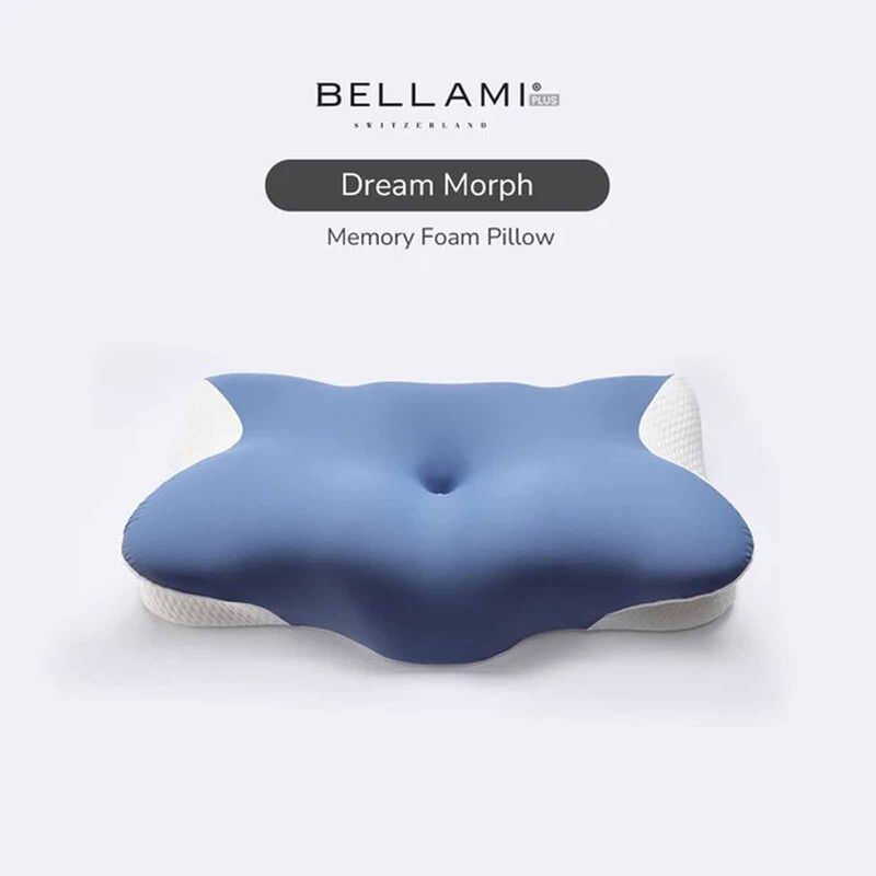 BELLAMI PL Dream Morph Memory Foam Pillow With Cover - White + Dark Blue DREAM MORPH-image 1