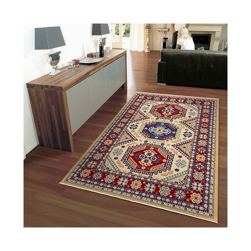 HERITAGE 100% Polyester Silky Look, 160x240cm KAZAKH (DBEIGE CRED)-image 2