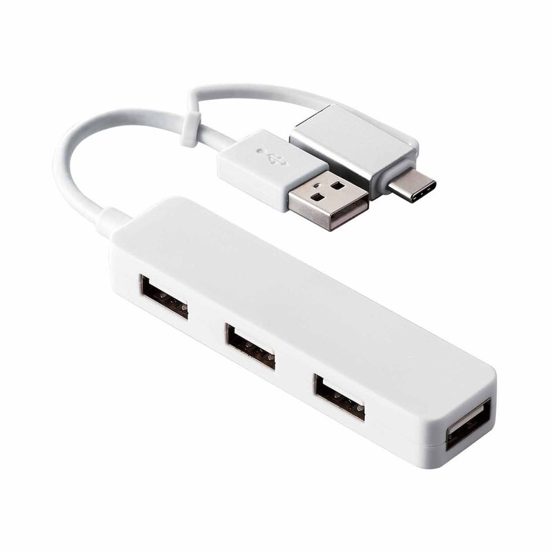 ELECOM Usb C/a 4ports 2.0 Hub White U2H-CA4003BWH-image 1