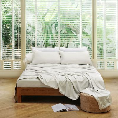 HORGEN King Fitted Sheet Set Cream BAMBOO ESSENTIALS