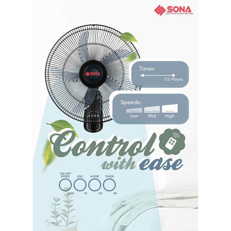 SONA 18 In Wall Fan (black) SFW1572-image 5