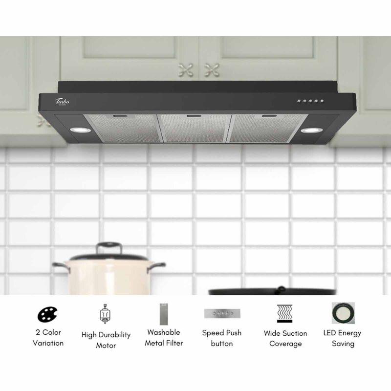TURBO 90cm Cooker Hood With Push Button (excl. Install) TM902-BK-image 2