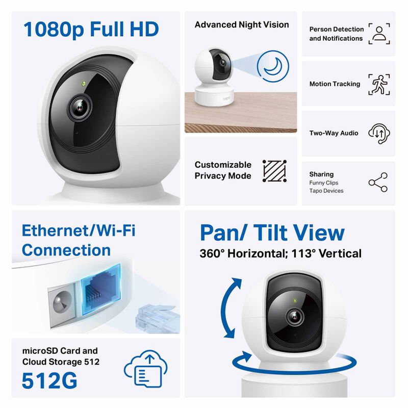 TP LINK Pan/tilt Home Security Camera TAPO C202-image 2