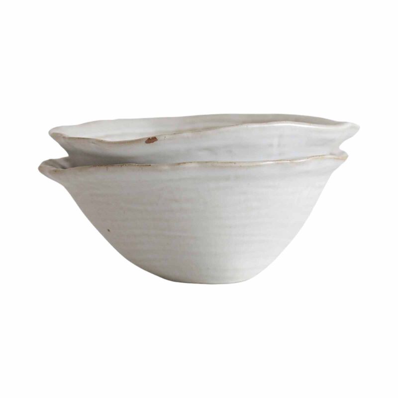 MAELSTROM Organic Shaped Rustic White Rice Bowl-image 1
