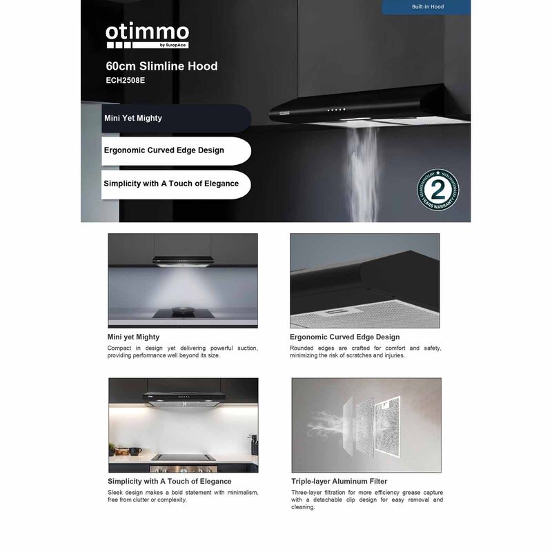 OTIMMO 60cm Slimline Hood ECH2508EBK-image 5