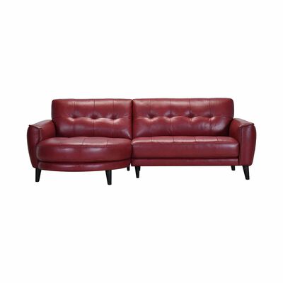 MUZE L Shaped Curve (fl) C13 Maroon Left Full Leather Sofa IMOGEN