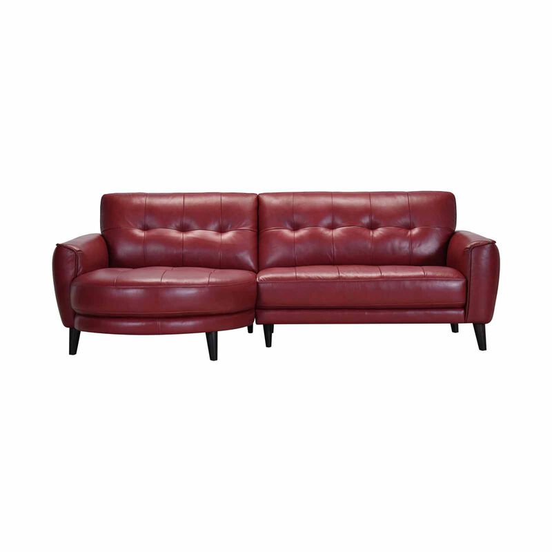 MUZE L Shaped Curve (fl) C13 Maroon Left Full Leather Sofa IMOGEN-image 1
