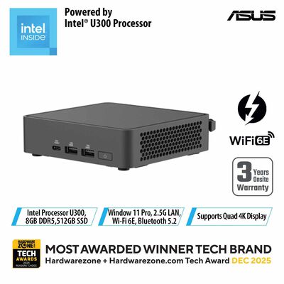 ASUS Nuc 15 Lite U300 8gb 512gb Ssd Win 11 Pro Intel Uhd Graphics Black BNUC15CRLIP053C2