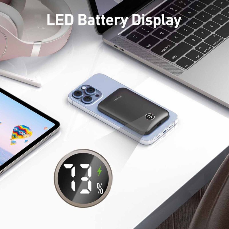 IWALK Powergrip Slim Magnetic Wireless Powerbank 5000mah For Iphone Black MXB008-001A-image 2