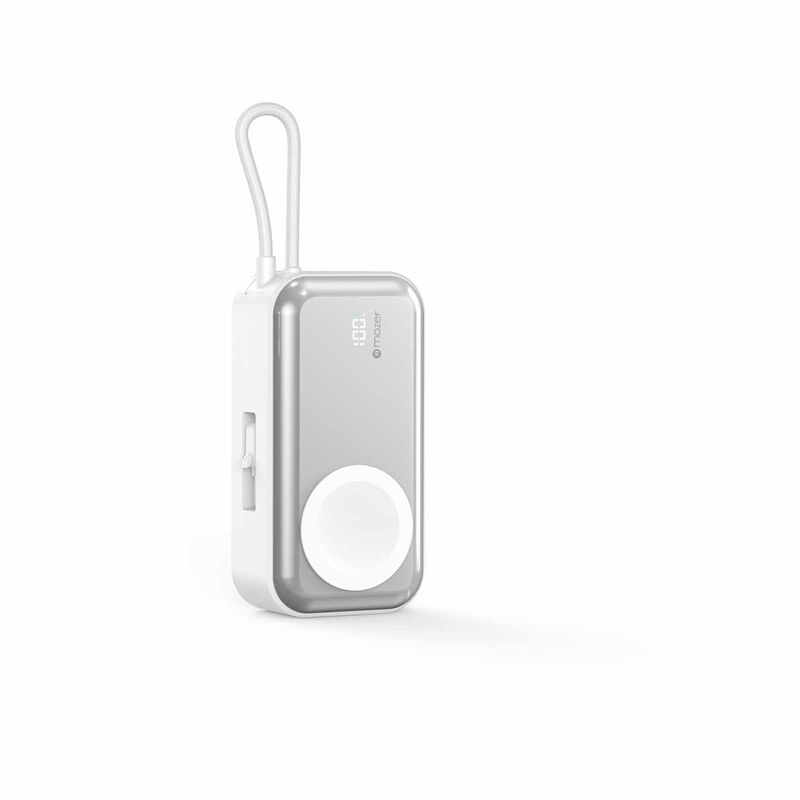 MAZER Pocketmini 5000mah/built-in Cable+apple Watch Charging+stand/pd20w Power Bank - White M-POCKET5.0W-WH-image 6