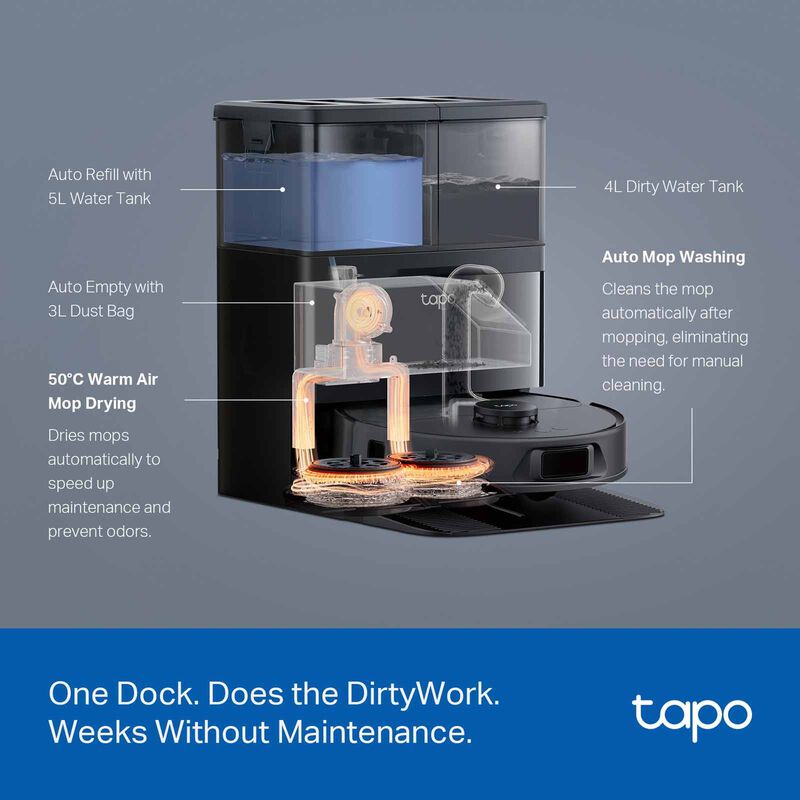 TP LINK Robot Vacuum & Mop + All-in-one Dock TAPO RV50 OMNI-image 2