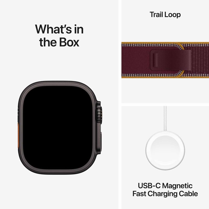 APPLE Watch Ultra 4 Gps + Cellular 49mm Black Titanium Case With Burgundy Trail Loop - S/m MJC34X/A-image 3