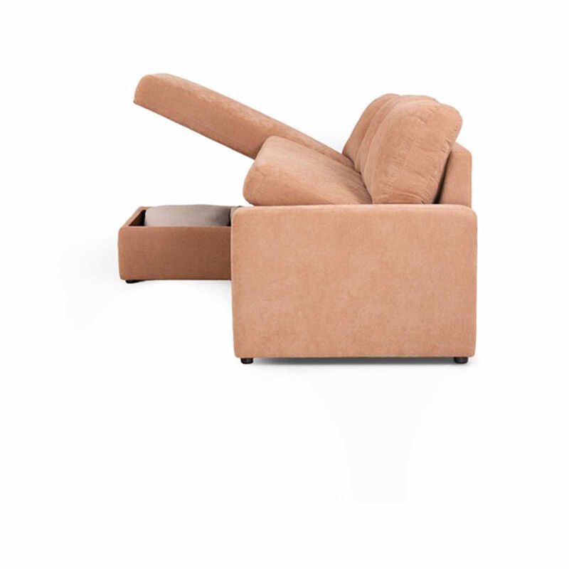MUZE L Shaped Storage (fab) Left Cat A Light Brown Fabric Sofa HARPER-image 5