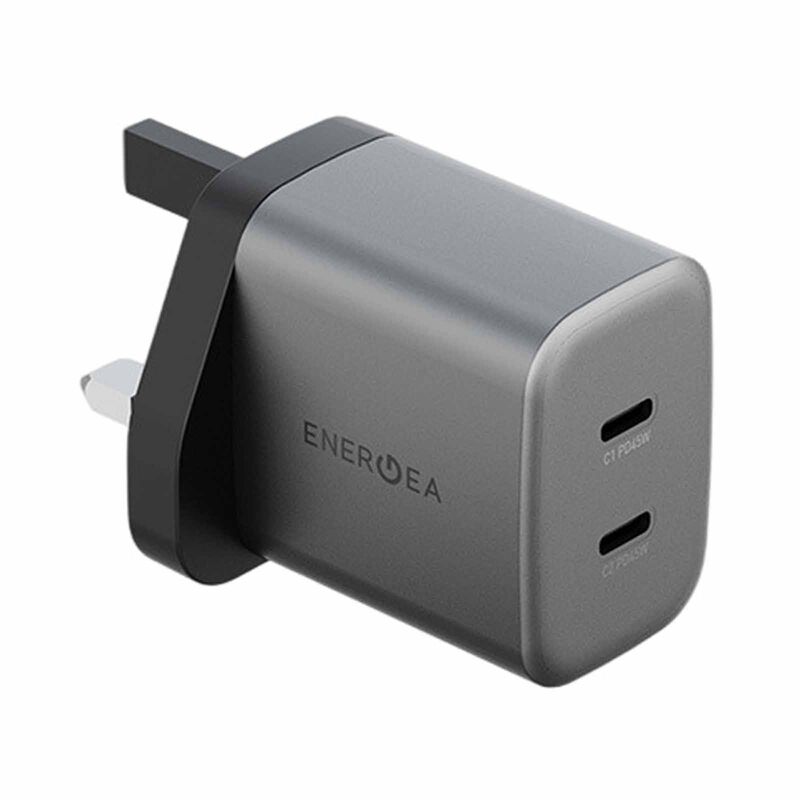 ENERGEA Ampcharge Gan45, 2c Pd/pps/qc3.0 Wall Charger,45w (uk) - Gunmetal CHR-AC2C-GAN45UK-image 1
