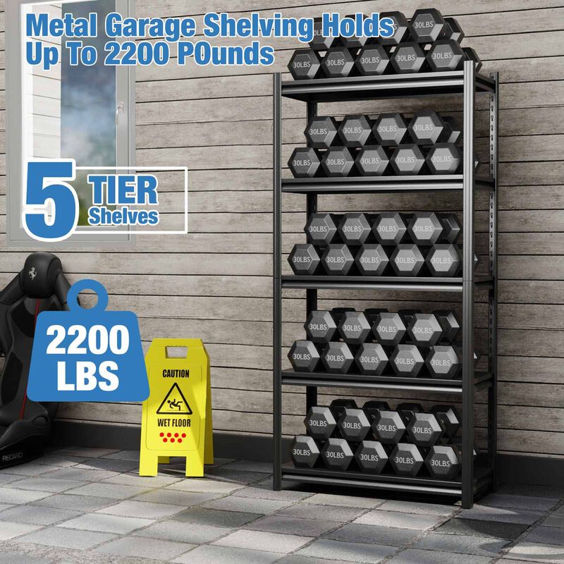 STEELCRAFT Steelmax 5 Tier Shelving Rack Black90 X 40 X 183 H Cm STEELMAX-image 2