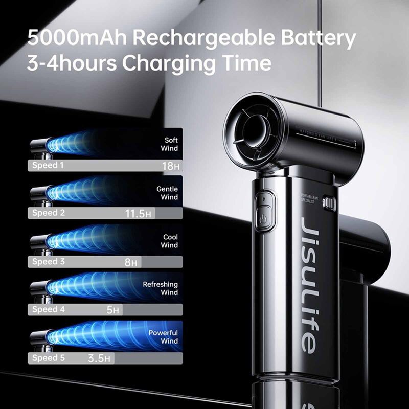 JISULIFE Handheld Fan Life9 5000mah-chrome LIFE9-5000-CHROME-image 8