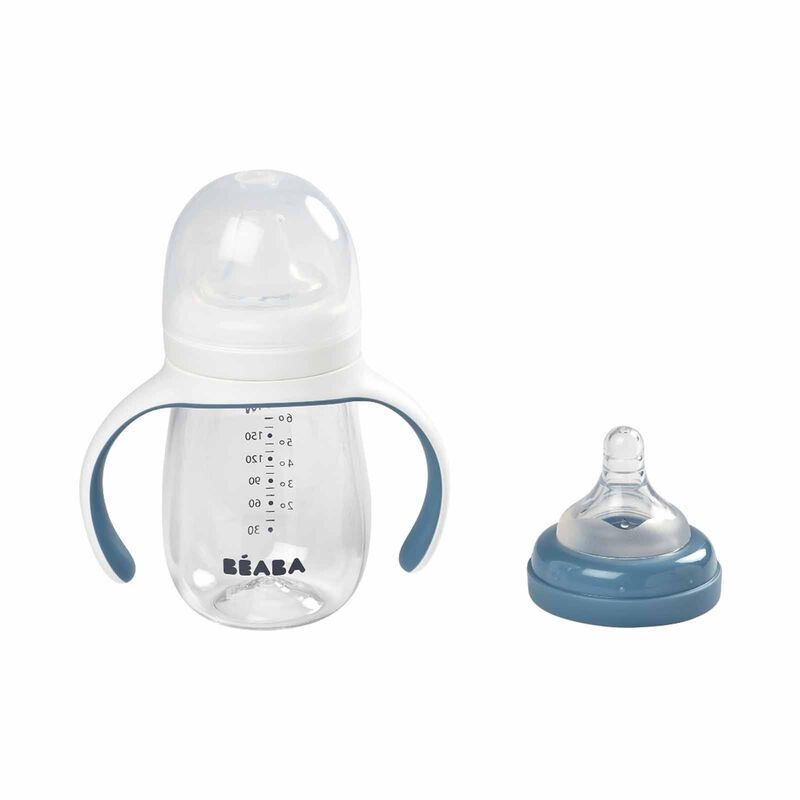 BEABA To Sippy Learning Cup 210ml -windy Blue (online) 2 IN 1 BOTTLE-image 2