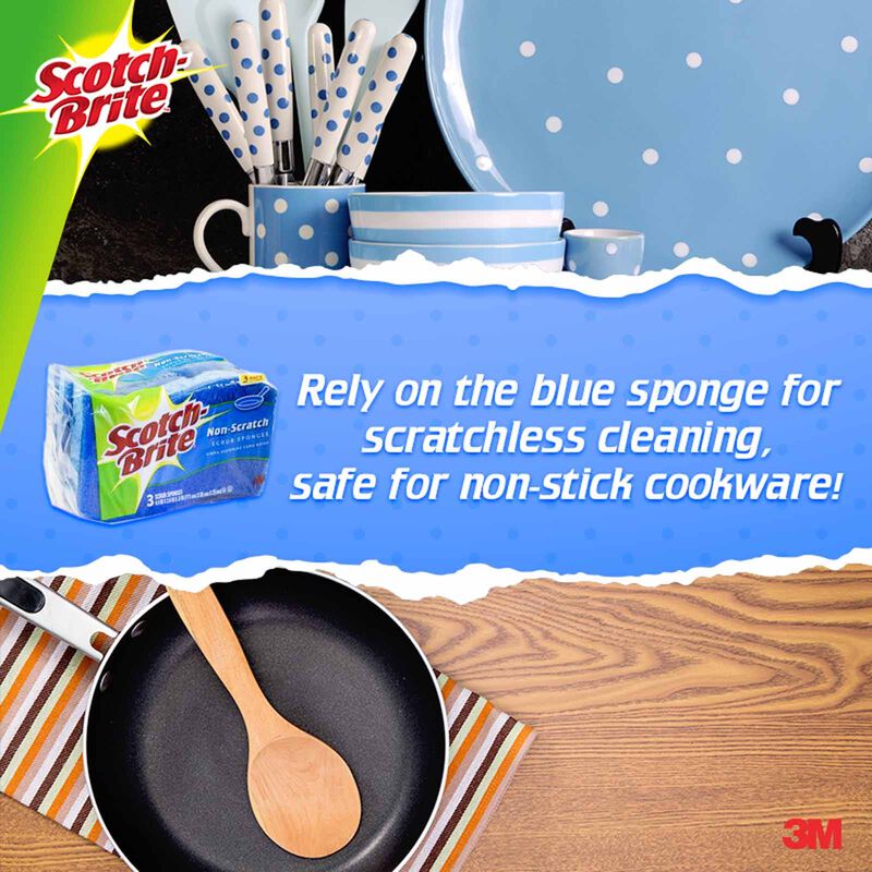 3M SCOTCHB S/b Mp Scrub-sponge 3pcs/pk 520-3PC-image 2