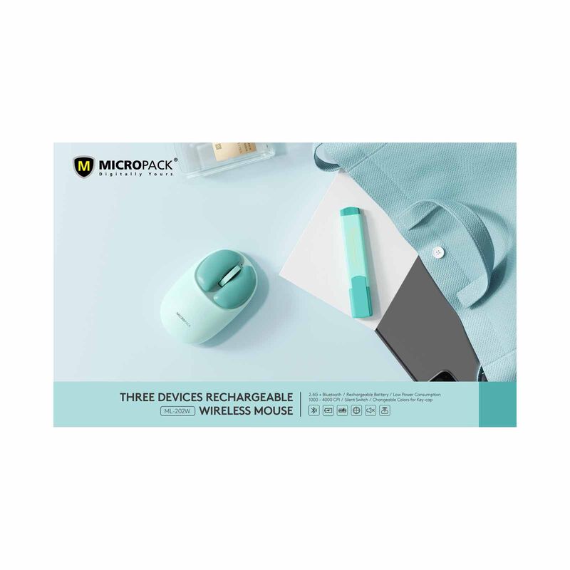 MICROPACK Lifestyle 2.4g + Bluetooth Wireless Mouse - Green ML-202W-GN-image 2