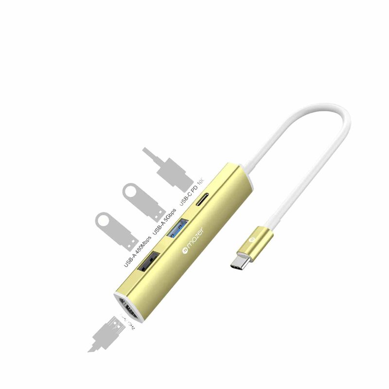MAZER Infinitehub 4in1 Usb-c To Hdmi 4k/30hz + Usb-a X2 + Usb-c Pd100w Charging Hub - Citrus M-HUB51-CT-image 3