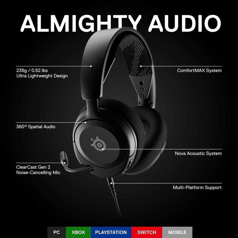 STEELSERIE Over Ear Wired Headset ARCTIS NOVA 1 BLACK-image 7