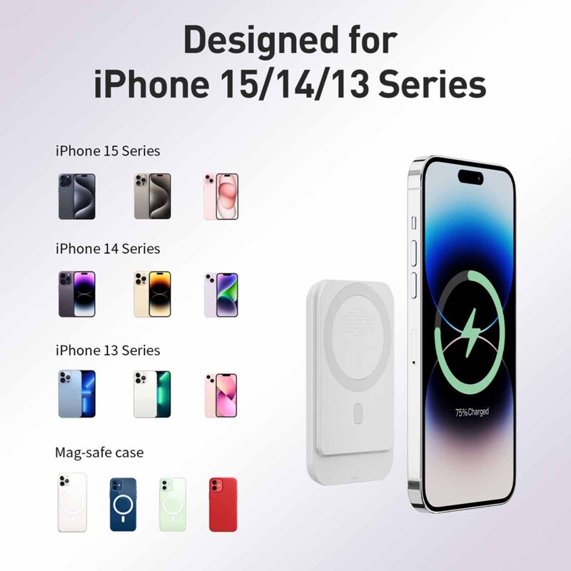 IWALK Powergrip Slim Magnetic Wireless Powerbank 5000mah For Iphone White MXB008-002A-image 7