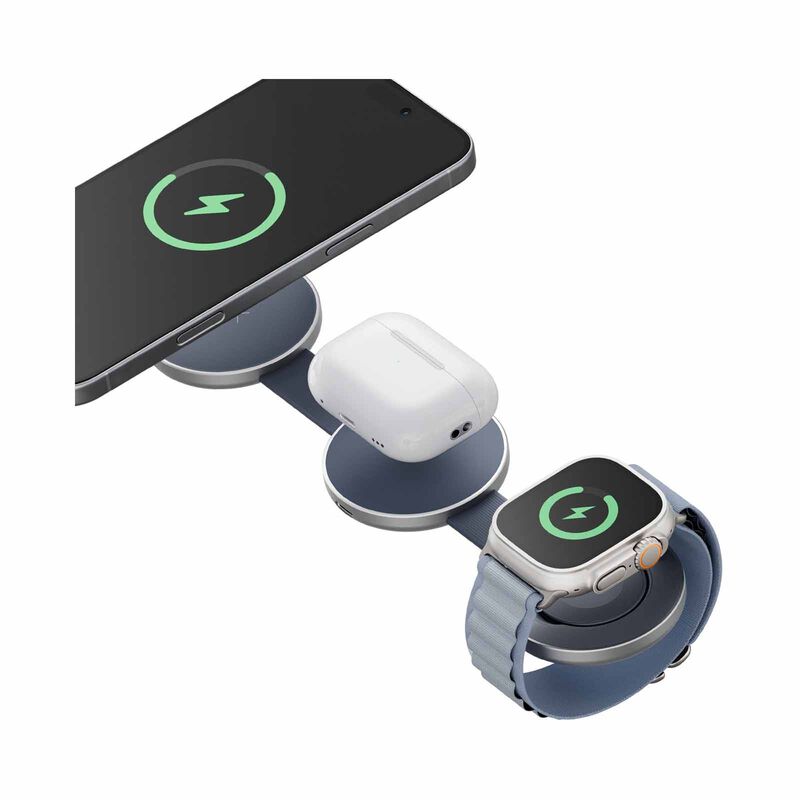 ENERGEA Alumag Trio, 3in1 Foldable Qi2 Aluminium Wireless Charger 15w - Blue AM-TRIO-BLU-image 4