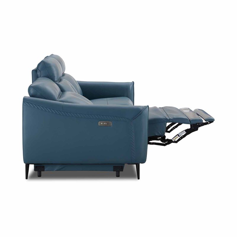 MUZE 3rr Seater (hl) Cat A Blue Half Leather Sofa NEW CLARA-image 2